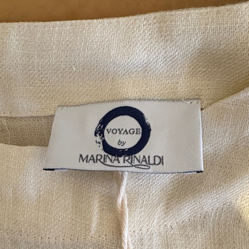 Marina Rinaldi Cream Linen Button-Back Casual Blouse - Picture 5 of 9